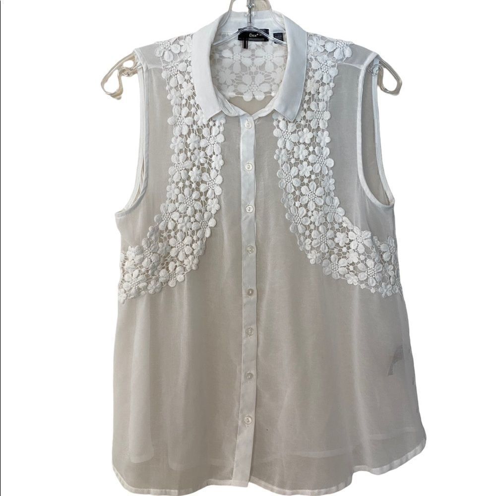 Dex Woman’s Sheer Lace Sleeveless Blouse
